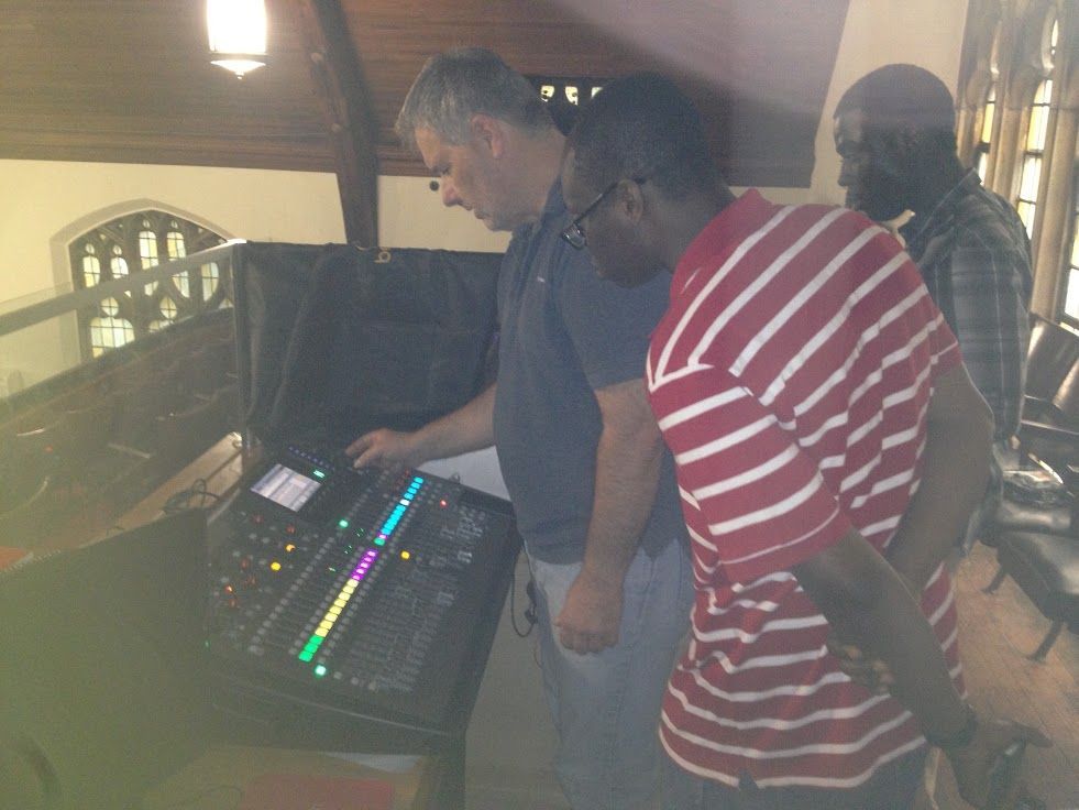 President Philip Zeo at work on their new BehringerX32 Digital Mixer 